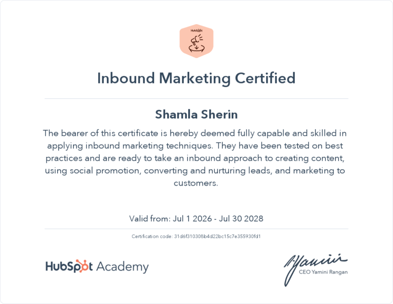 inbound marketing certificate