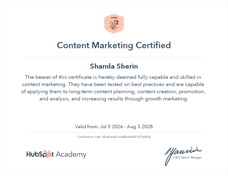 content marketing certificate....